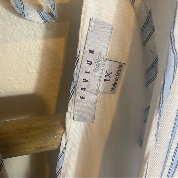 Favlux 1XL dress blue white stripes button tie - Picture 8 of 8